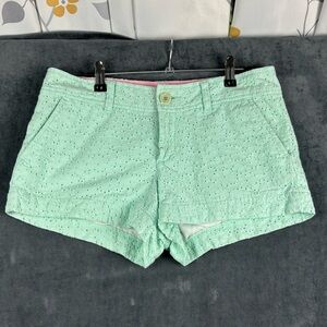 Lilly Pulitzer Walsh Light Aqua Floral Eyelet Lace Shorts Sz 4